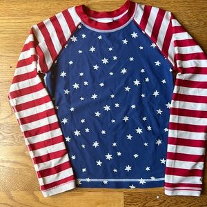 Hanna Andersson red white and blue patriotic longsleeved rashguard